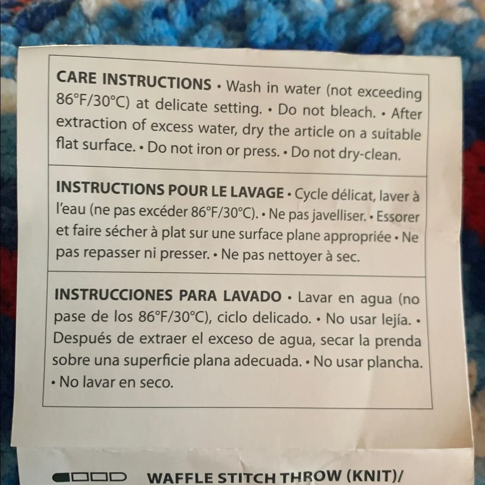 Colorful Red White Blue Handmade Crochet Blanket Afghan Apprx. 50x52 inches - Picture 4 of 16